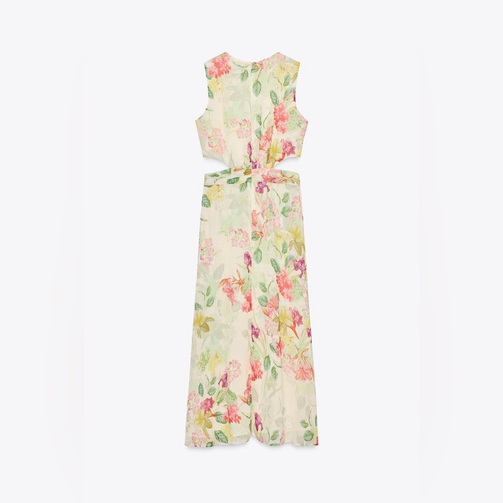 Zara Cream Floral High-Low Dress - Picture 9 of 10